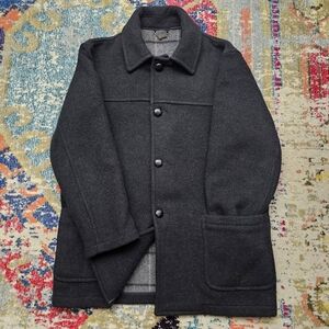 Brooks Brothers 1818 Mens Medium Wool Coat Made in England Windowpane Lined Gray